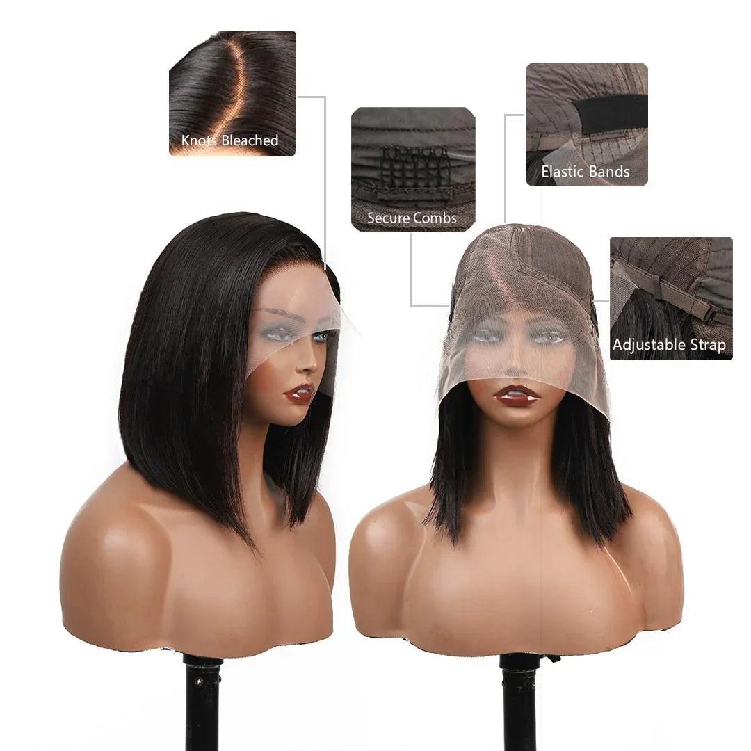 Chic Luxe Hair Glueless Lace Front Straight Short Bob Wig | 100% Human Hair