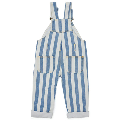 Classic Wide Stripe Denim Dungarees - Blue