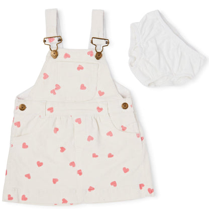Cream Pink Heart Print Dress
