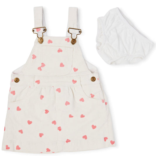 Cream Pink Heart Print Dress