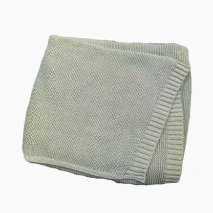Cotton Knitted Baby Blanket with Embroidered Bear and Personalized Name, Soft Infant Car Seat Cover and Nap Blanket
