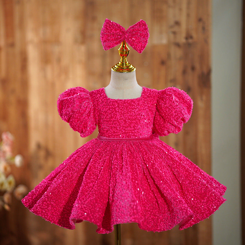 Girls pink party dress for ages 9 months to 12 years