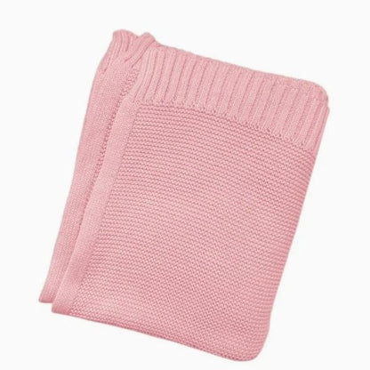 Cotton Knitted Baby Blanket with Embroidered Bear and Personalized Name, Soft Infant Car Seat Cover and Nap Blanket