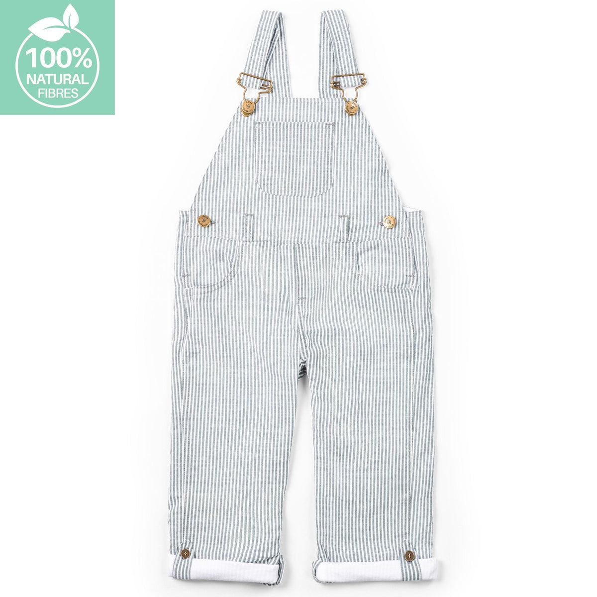 Forest Green Seersucker Dungarees