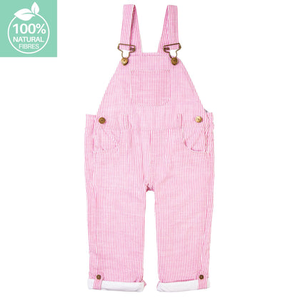 Fuchsia Seersucker Dungarees