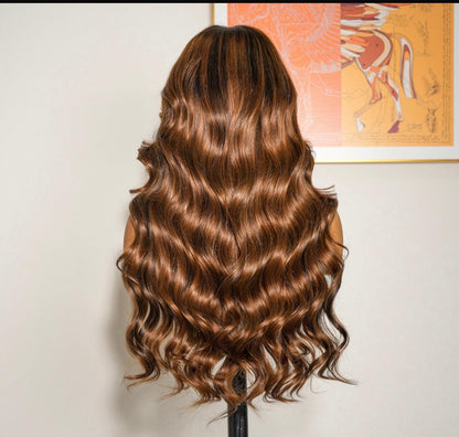 Chic Luxe Hair Caramel Balayage Wig | Wavy | 100% Vietnamese Hair | 13x4 Lace