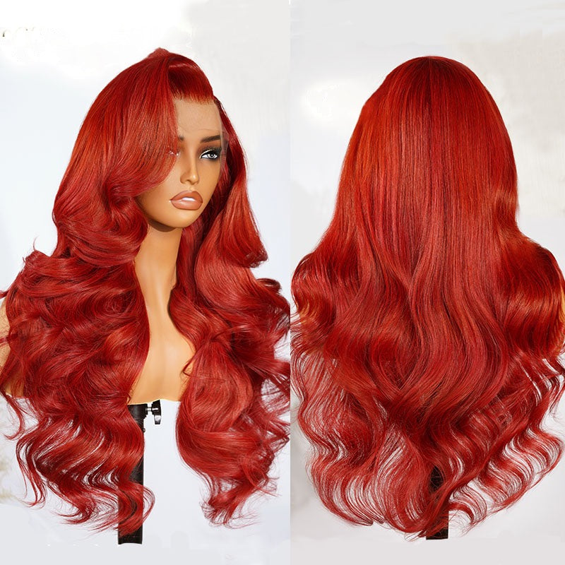 Orange Red 13x4 Lace Front Wigs Human Hair Body Wave Bright Red Frontal Wigs For Women