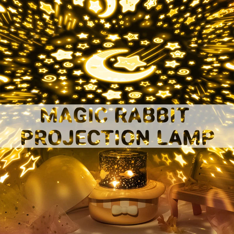 Magic Rabbit Starry Sky Projection Lamp Led Charging Rotating Night Light
