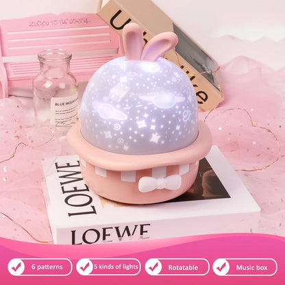 Magic Rabbit Starry Sky Projection Lamp Led Charging Rotating Night Light
