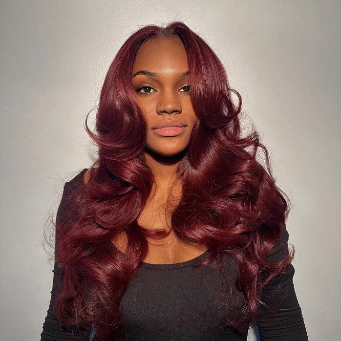 Single Donor Raw Vietnamese
 Pre-cut Glueless Lace 5x5 Closure Wigs With Curtain Bangs Human Layered Hair Wigs