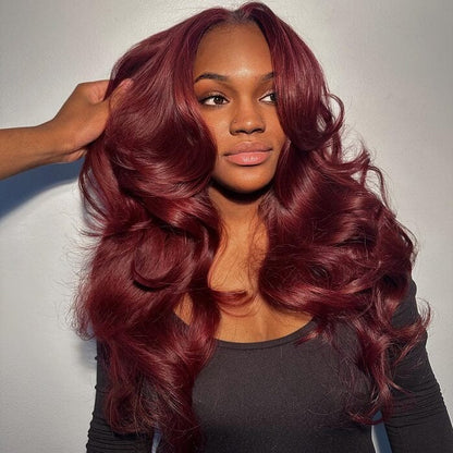 Single Donor Raw Vietnamese
 Pre-cut Glueless Lace 5x5 Closure Wigs With Curtain Bangs Human Layered Hair Wigs