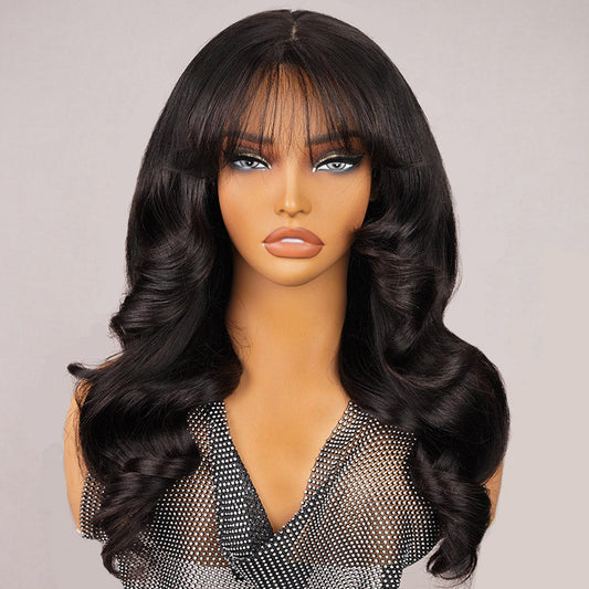 Single Donor Raw Vietnamese
 Pre-cut Glueless Lace 5x5 Closure Wigs With Curtain Bangs Human Layered Hair Wigs