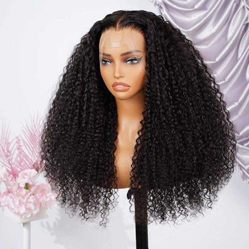 Luxe Tight Curly Wig Bomb Style Transparent Lace Frontal Wig Pre Bleached Tiny Knots Preplucked With Baby Hair