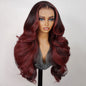 13x4 Lace Front Wigs With Red Highlights Loose Body Wave Red Balayage On Dark Hair Frontal Wigs