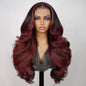 13x4 Lace Front Wigs With Red Highlights Loose Body Wave Red Balayage On Dark Hair Frontal Wigs