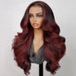 13x4 Lace Front Wigs With Red Highlights Loose Body Wave Red Balayage On Dark Hair Frontal Wigs