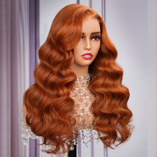 6x5 Wear Go #30 Copper Ginger Loose Body Wave Light Auburn 3D DOME Cap Wear Go C Part Glueless Mini Knots Pre-plucked Hair Pre-cut Lace Wig