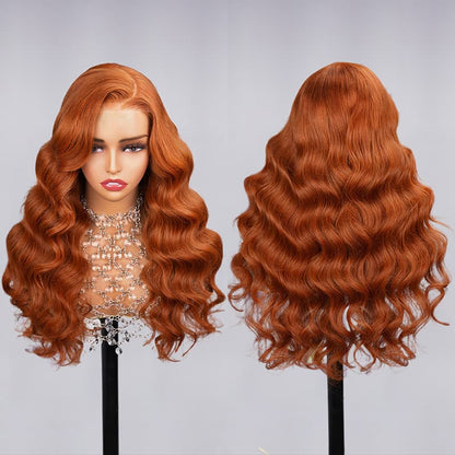 6x5 Wear Go #30 Copper Ginger Loose Body Wave Light Auburn 3D DOME Cap Wear Go C Part Glueless Mini Knots Pre-plucked Hair Pre-cut Lace Wig