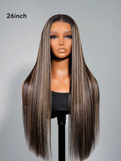 Vietnamese Human Hair Glueless Lace Front Highlight Balayage Piano 250% Density Wig