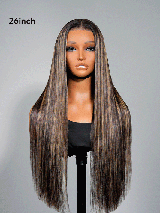 Vietnamese Human Hair Glueless Lace Front Highlight Balayage Piano 250% Density Wig