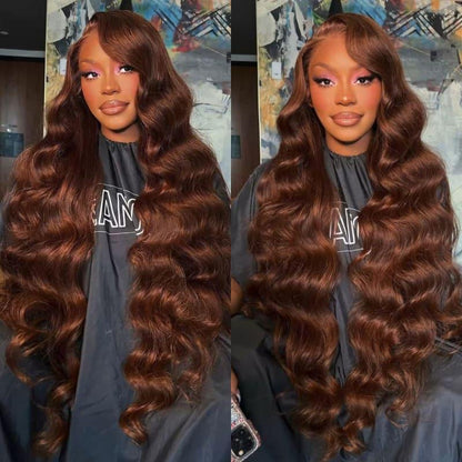 Chic Luxe Hair Custom 13x4 Lace Highlight Brown Chestnut Body Wave Wig | 100% Human Hair