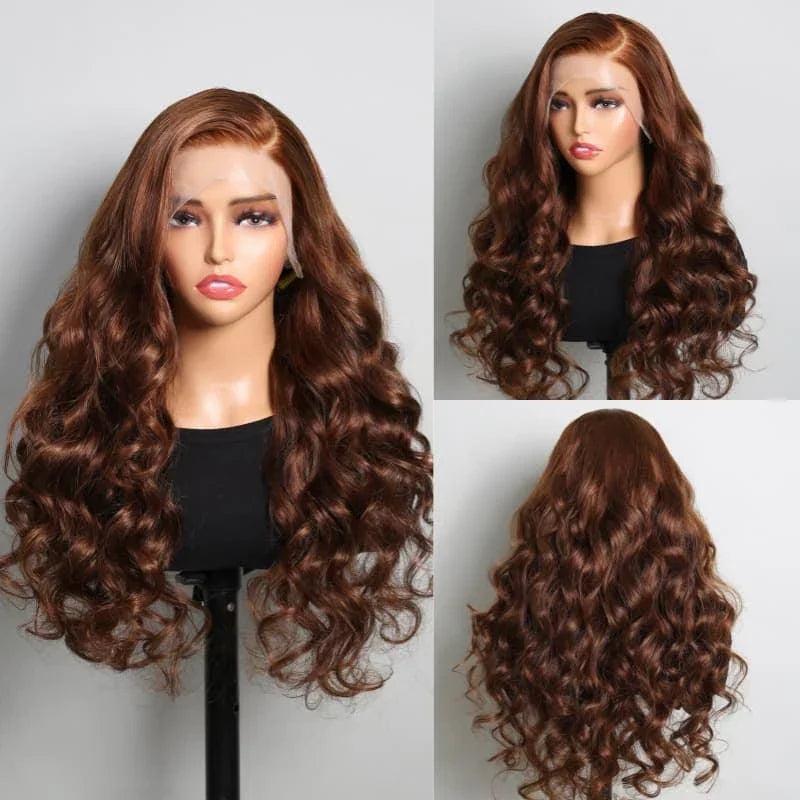 Chic Luxe Hair Custom 13x4 Lace Highlight Brown Chestnut Body Wave Wig | 100% Human Hair