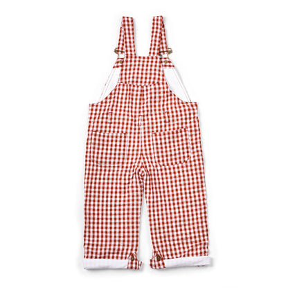 Maroon Check Seersucker Dungarees
