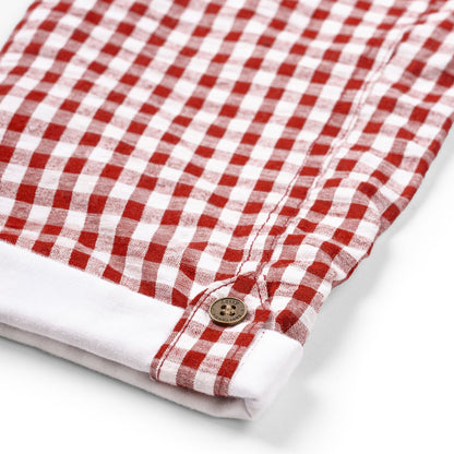 Maroon Check Seersucker Dungarees
