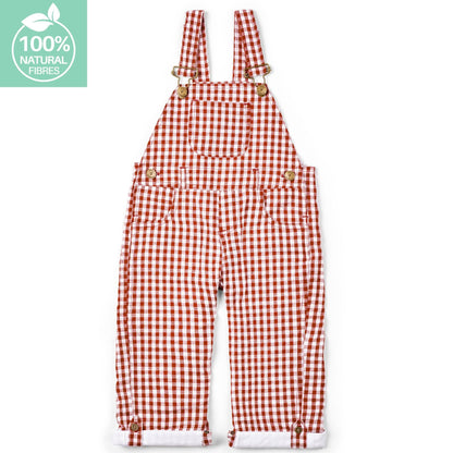Maroon Check Seersucker Dungarees