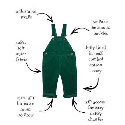 Moss Green Corduroy Dungarees