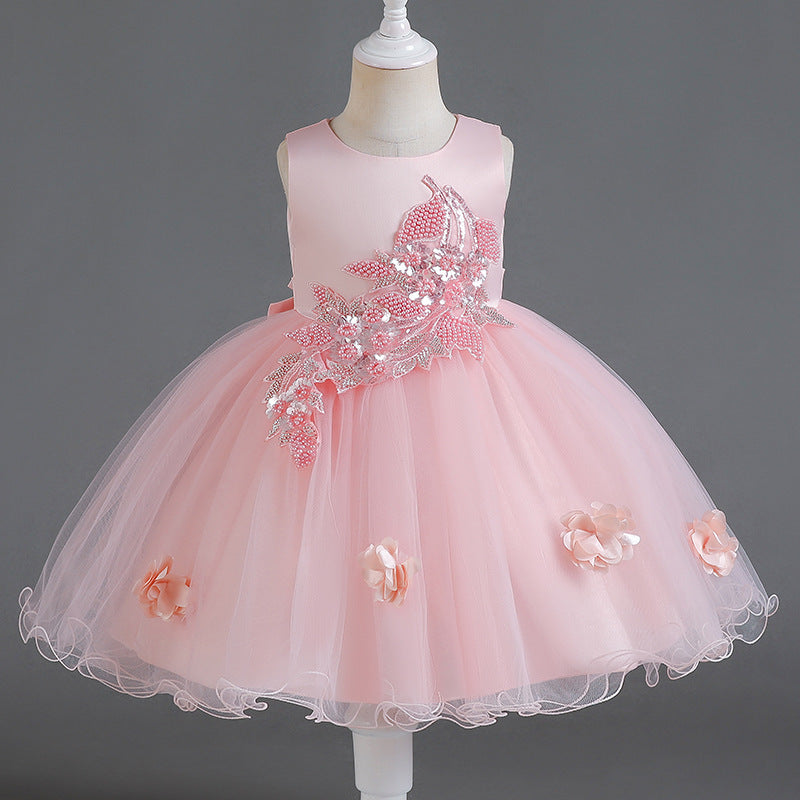 Nuevo vestido de niña Vestido sin mangas de alta gama