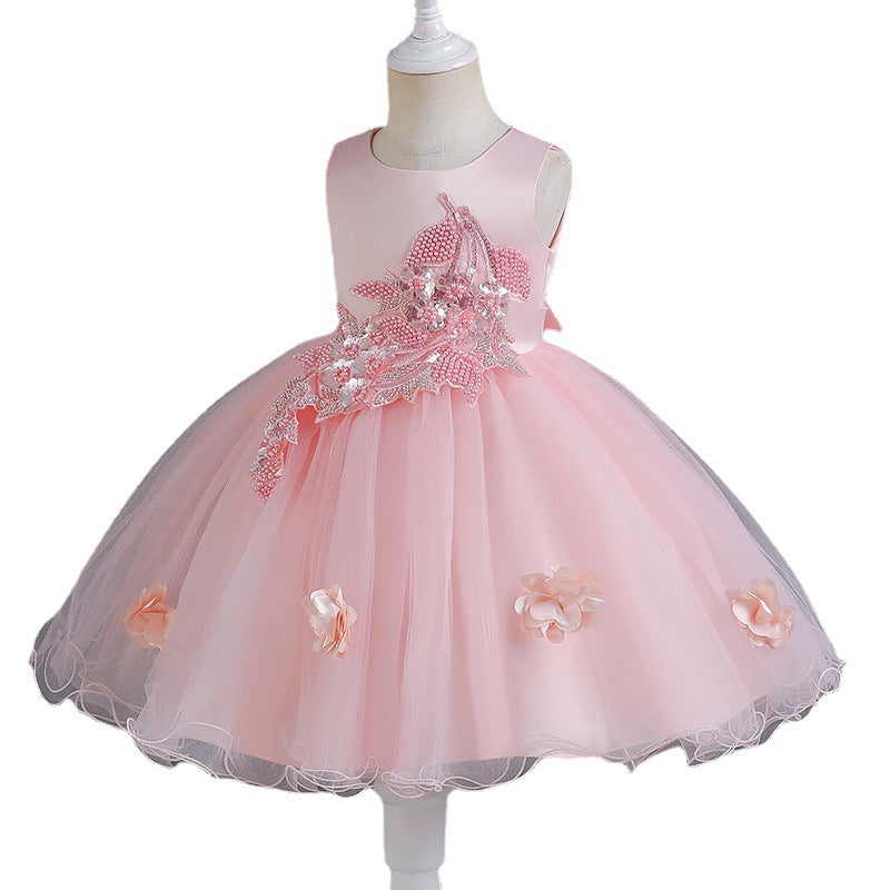 Nuevo vestido de niña Vestido sin mangas de alta gama