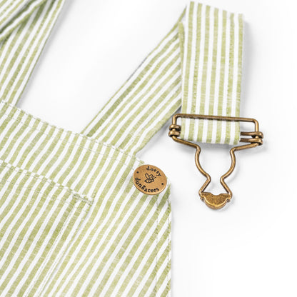 Olive Seersucker Dungarees