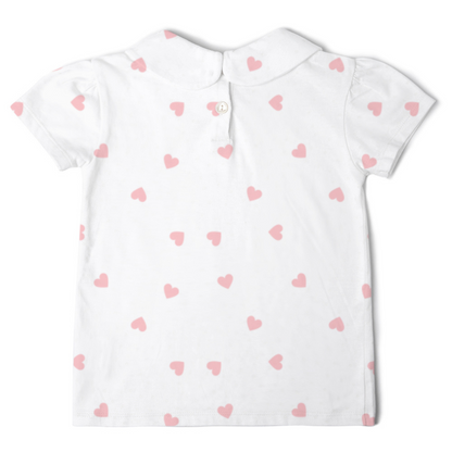 Peter Pan Short Sleeved T-Shirt - Pink Hearts