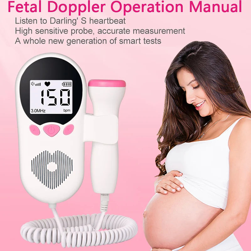 1PC Handheld Fetal Doppler Prenatal Heartbeat Monitor Sonar Doppler For Pregnant Baby Heart Rate Detector No Radiation Home