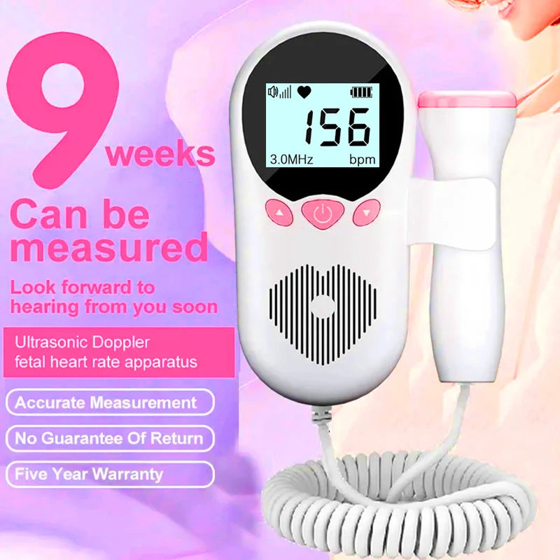 1PC Handheld Fetal Doppler Prenatal Heartbeat Monitor Sonar Doppler For Pregnant Baby Heart Rate Detector No Radiation Home