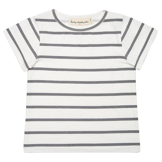 Grey Breton Stripe Summer T-Shirt