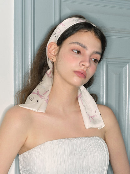 Bow Design Silk Scarf Ribbon Women's Bag Hair Band