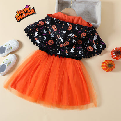 Halloween Skirt Suit Cloak Dress Two-piece Set