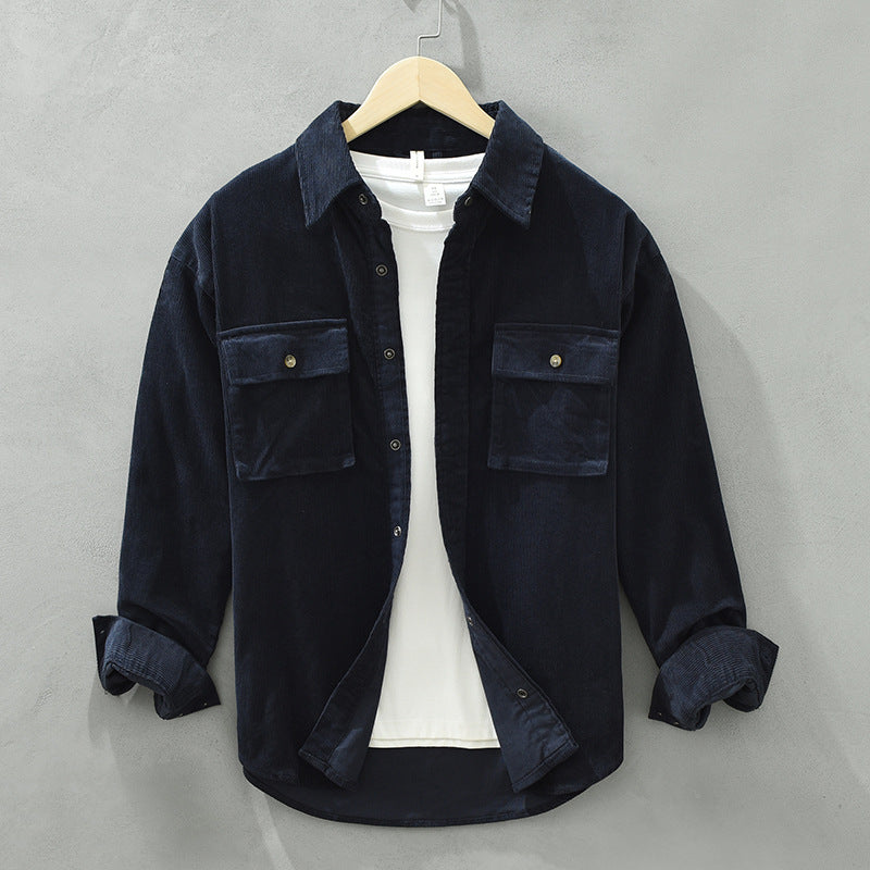 Chaqueta informal holgada con bolsillos para hombre