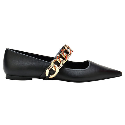 Zapatos de mujer con cadena decorativa y suela plana