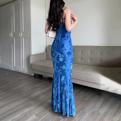 Leichtes Luxus-Schlupfkleid mit Fischschwanzmuster und Print für Damen in Slim Fit