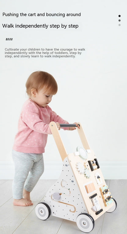 Children's Early Childhood Education Walker Trolley Baby Toddling Walk Walker Shopping Cart Wooden Toy