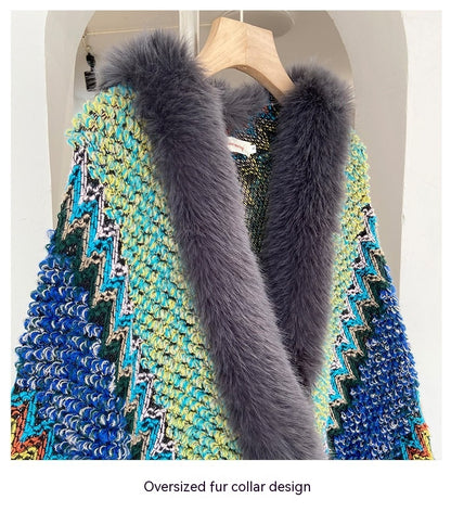 High Environmental Protection Fox Shawl Advanced Socialite Style Thickened Cape