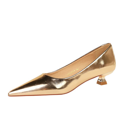 Retro Fashion Minimalism Low Heel Low-cut Women's Shoes