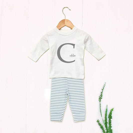 Baby Large Letter Monogram Personalise Outfit Set, 0-3 months