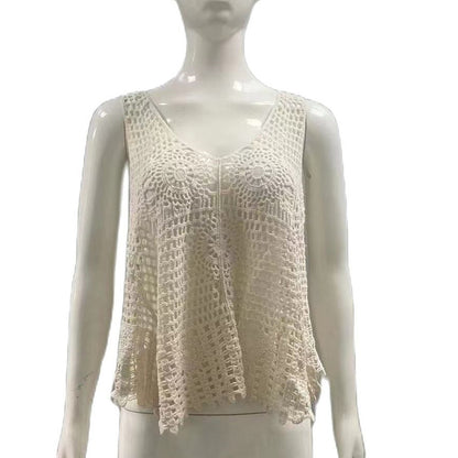 Women's Clothing V-neck Hollow Beach Cover-up Outer Tops