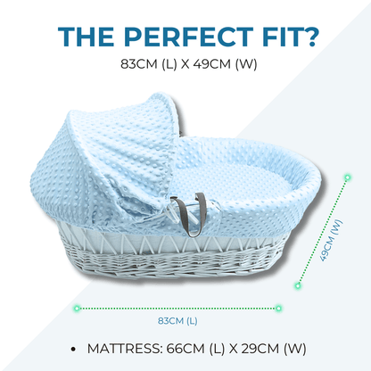 Grey Dimple White Wicker Baby Moses Basket With Stand