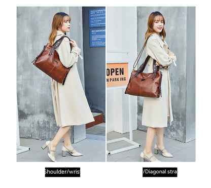 Retro Fashion Tote Casual Weiche Leder Schulter Crossbody Große Kapazität frauen Tasche