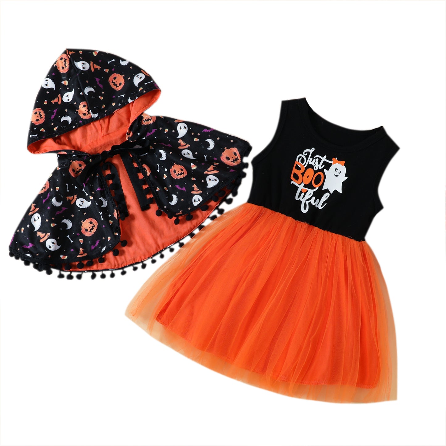 Halloween Skirt Suit Cloak Dress Two-piece Set